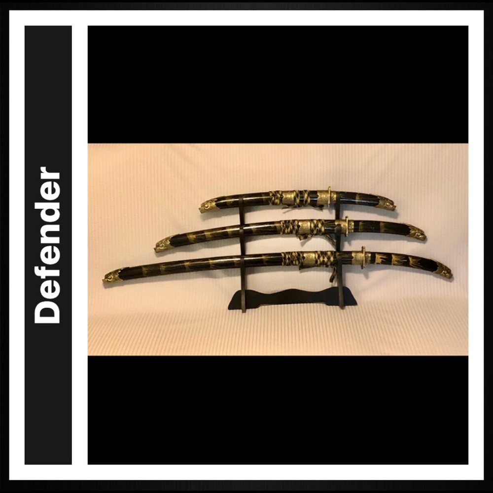 Defender Stainless Steel Swords & Display Stand